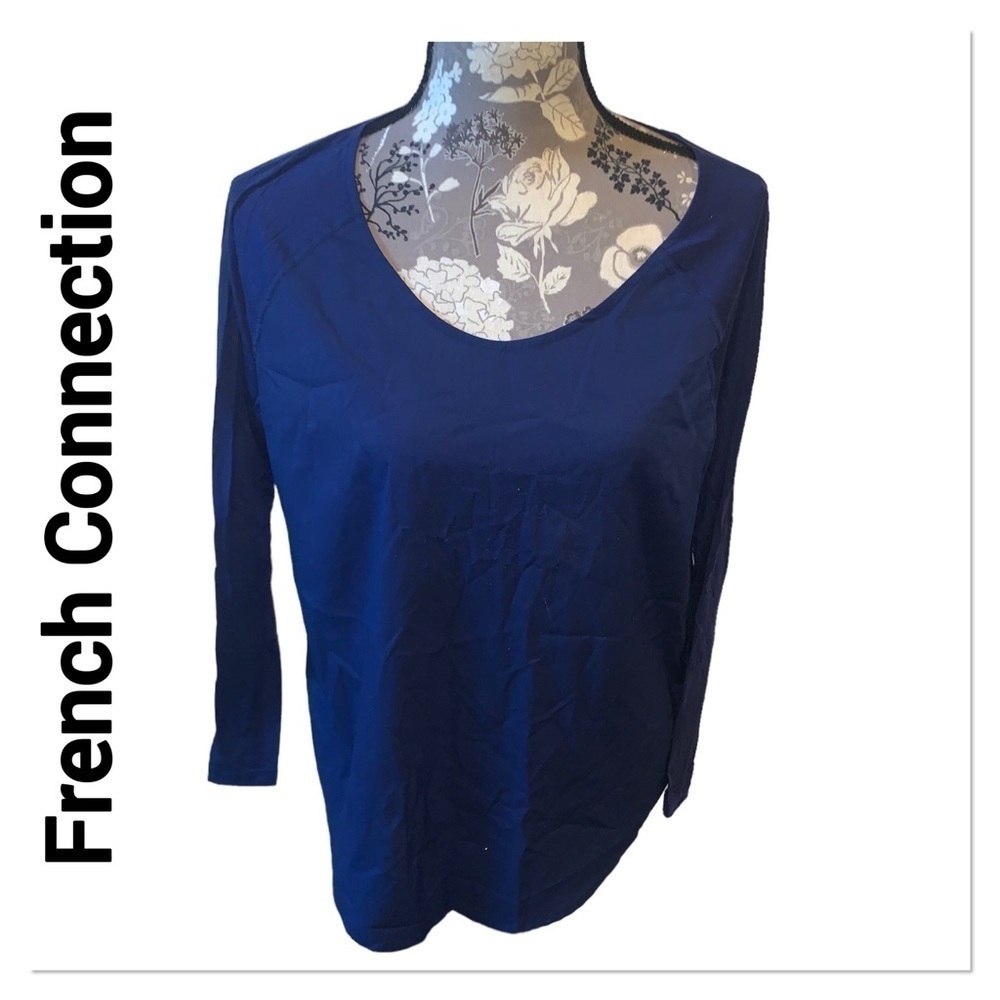 FRENCH CONNECTION Navy Blue Long Sleeve Blouse size large